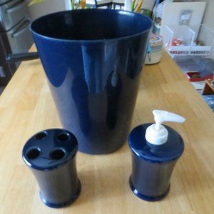 3pc. Ceramic Bath Accessories with Matching Waste Basket